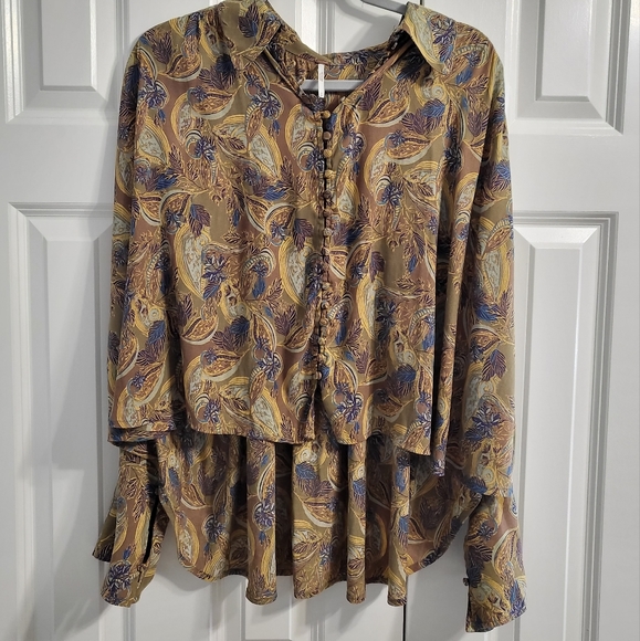 Free People Paisley Modern Muse button down Floral Blouse - Picture 5 of 10